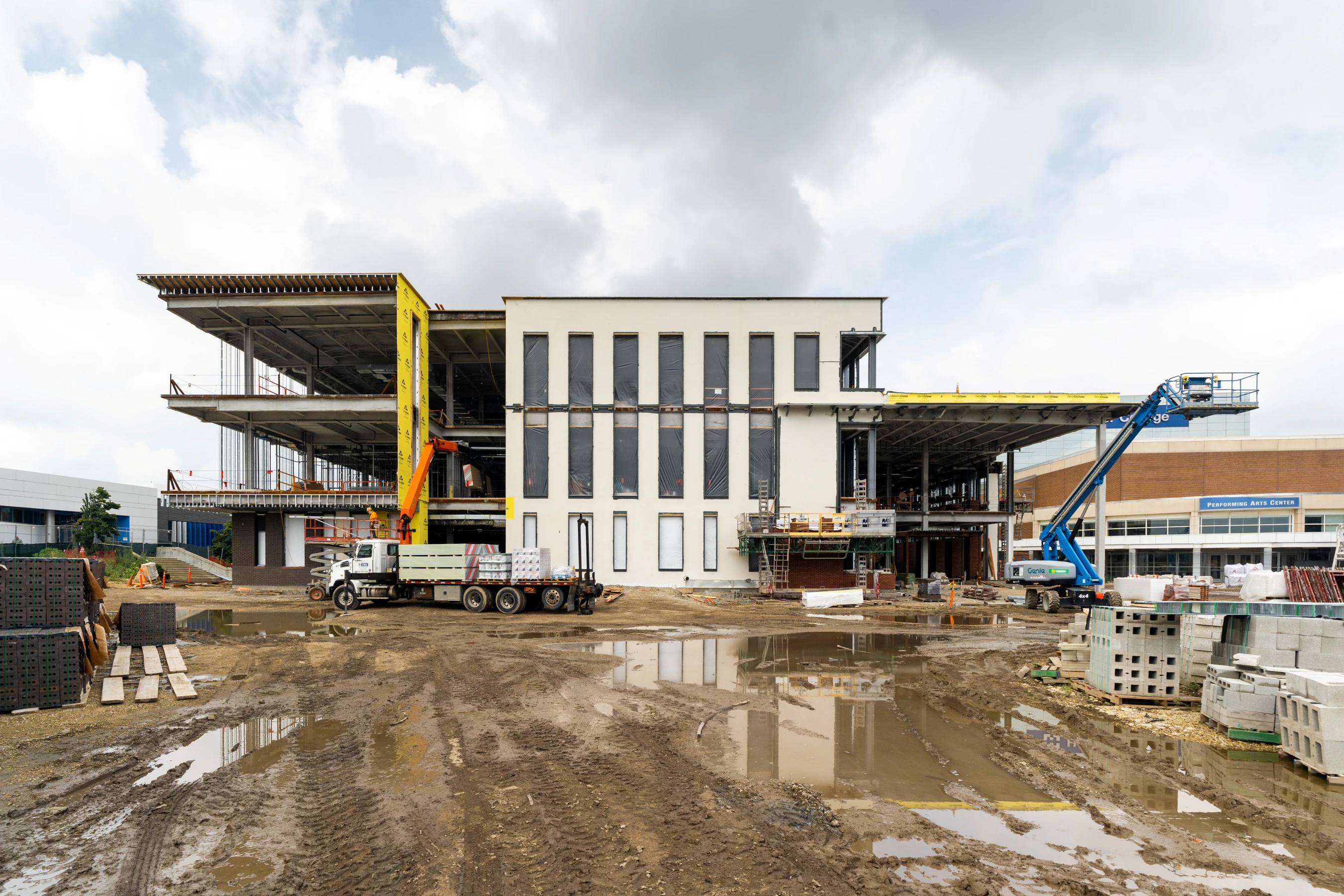 us army military warehouse shell during construction - LEED building
