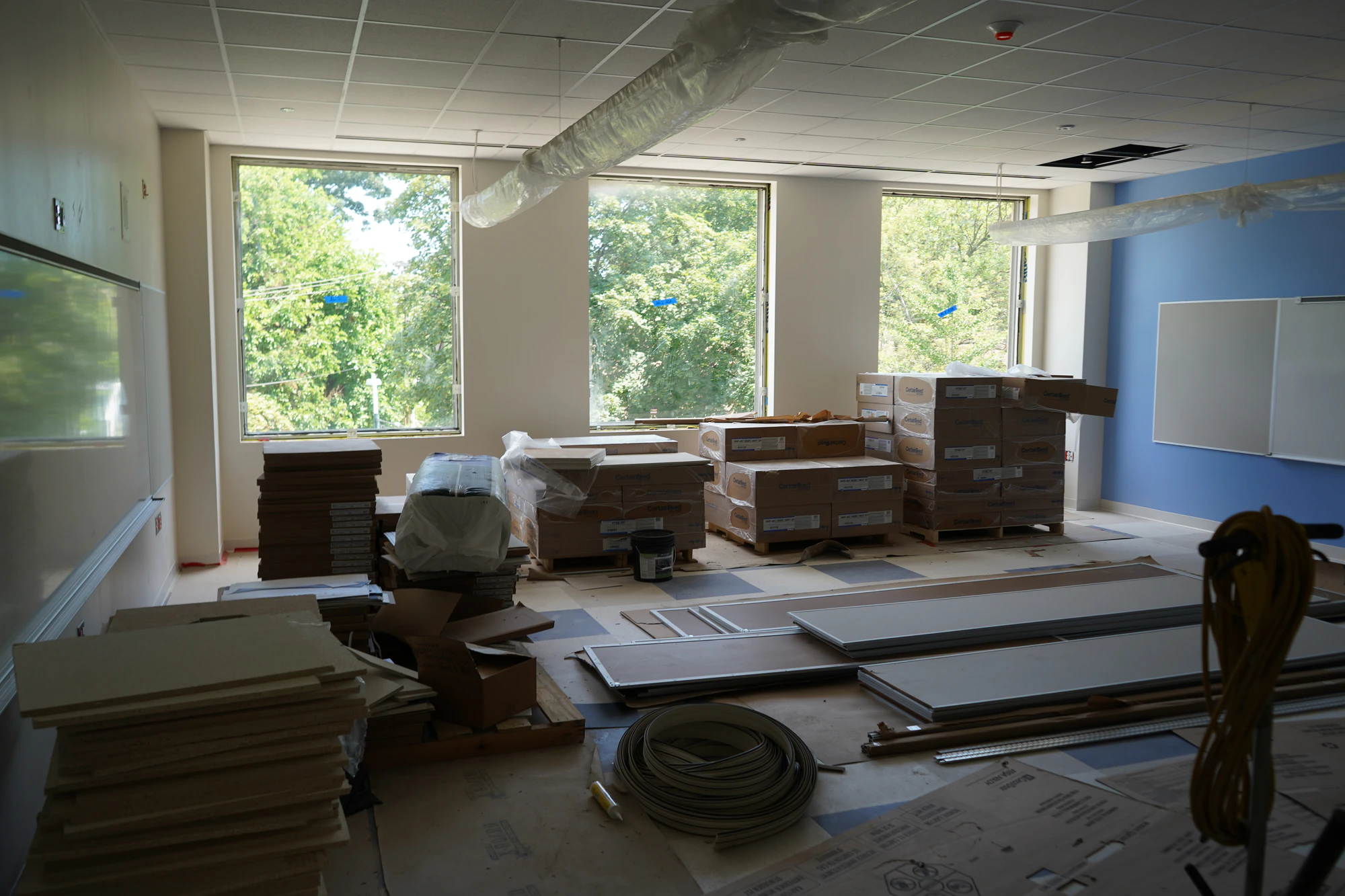 LEED new construction school room progress and staging
