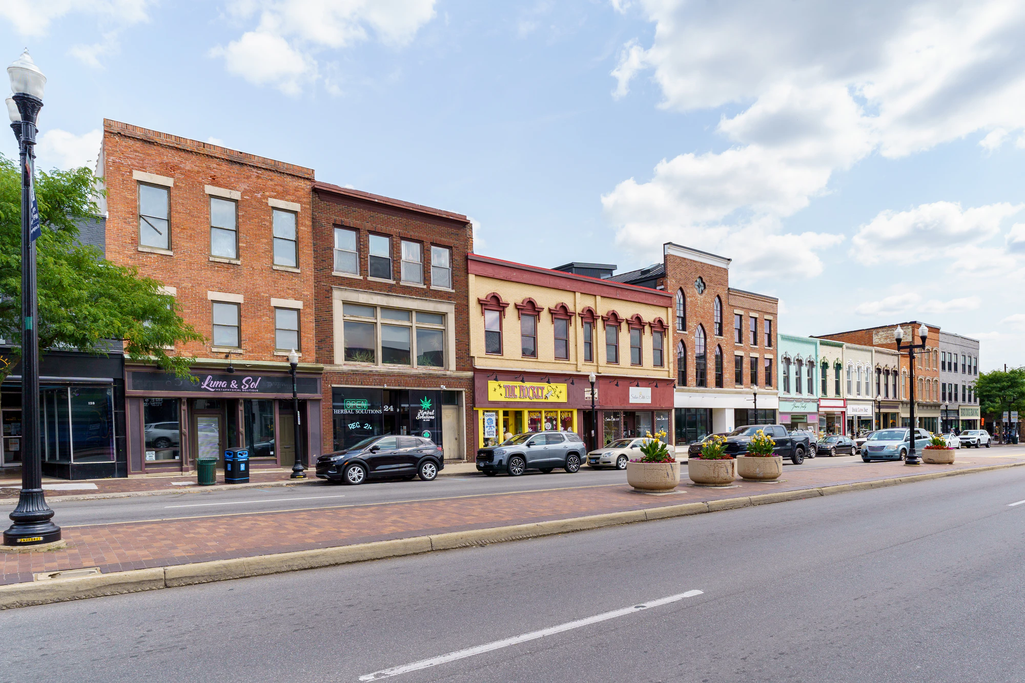 Historic commercial buildings in downtown Ypsilanti, Michigan